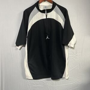 Y2K Jordan Quarter Zip Athletic Shirt Men’s XL Black White Short Sleeve